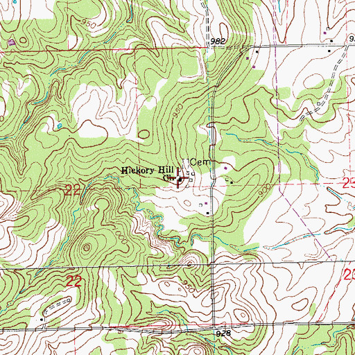 Topographic Map of Hickory Hill Church, OK