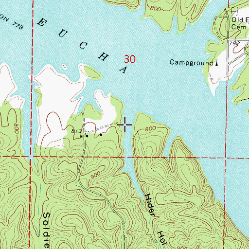 Topographic Map of Hider Hollow, OK