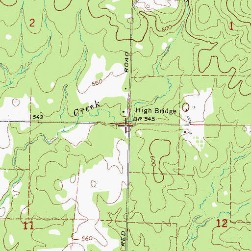 Topographic Map of High Bridge, OK