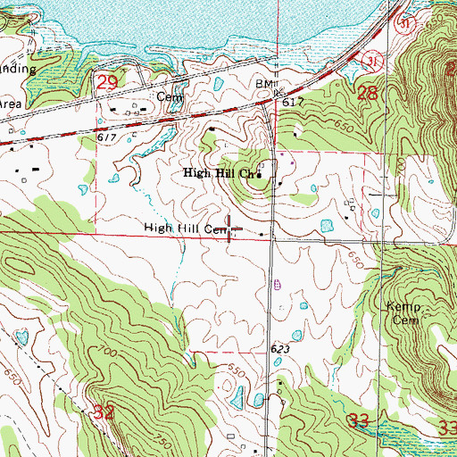 Topographic Map of High Hill Cemetery, OK