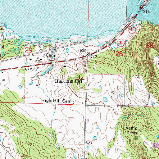 Topographic Map of High Hill Church, OK