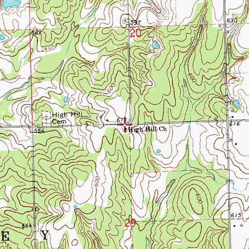 Topographic Map of High Hill Church, OK