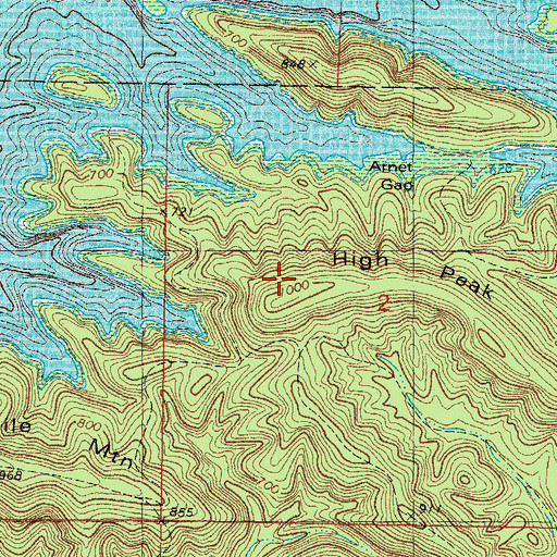 Topographic Map of High Peak, OK