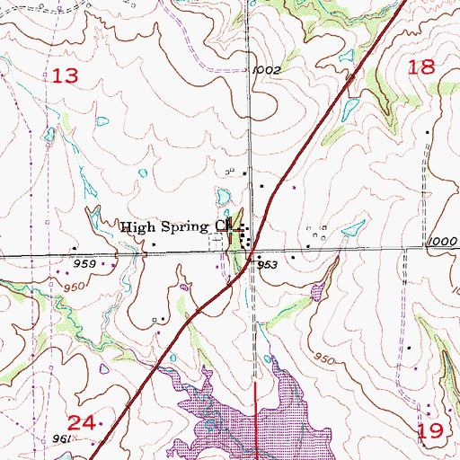 Topographic Map of High Springs Church, OK