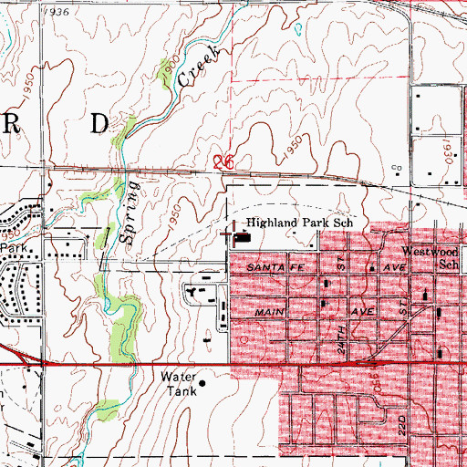 Topographic Map of Highland Park Elementary School, OK