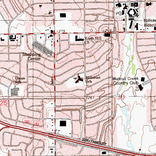 Topographic Map of Hillcrest Elementary School, OK