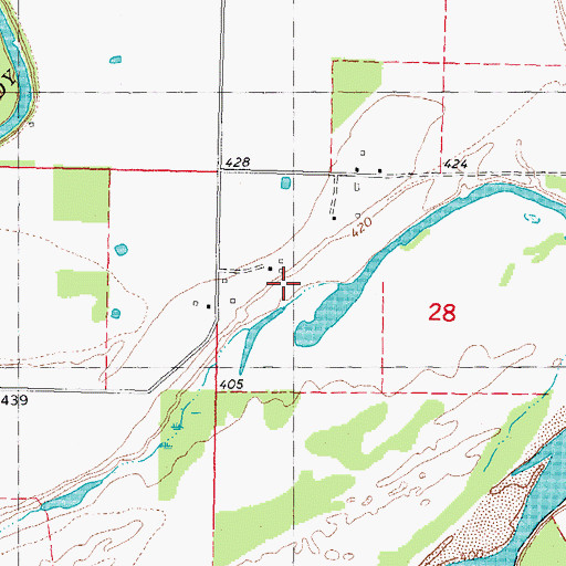 Topographic Map of Hills Chapel School, OK