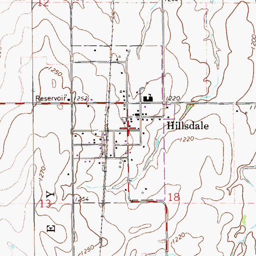 Topographic Map of Hillsdale, OK