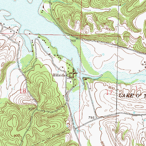 Topographic Map of Hillside Church, OK