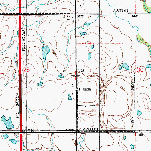 Topographic Map of Hillside School, OK