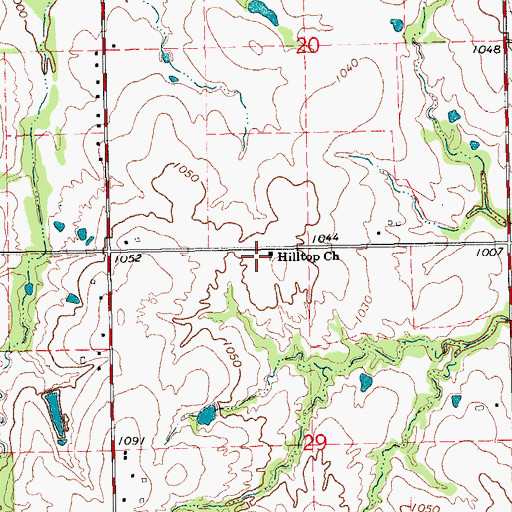 Topographic Map of Hilltop Church, OK