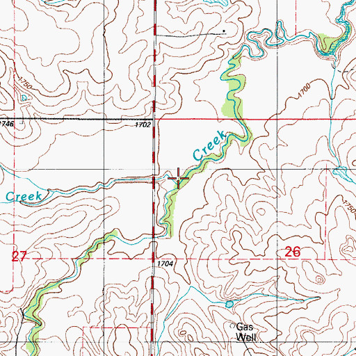 Topographic Map of Hines Creek, OK