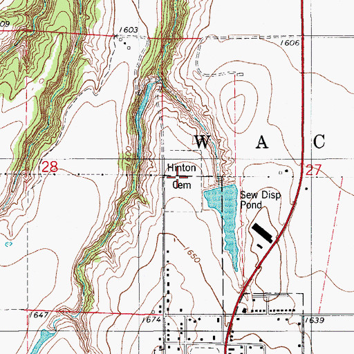Topographic Map of Hinton Cemetery, OK