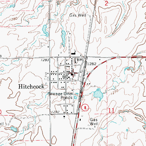 Topographic Map of Hitchcock, OK