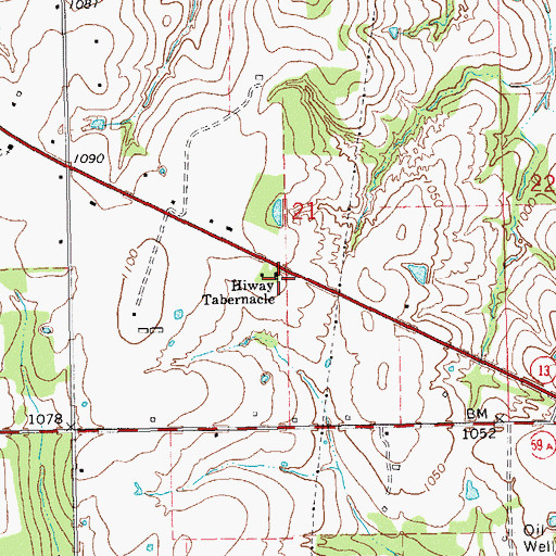Topographic Map of Hiway Tabernacle, OK