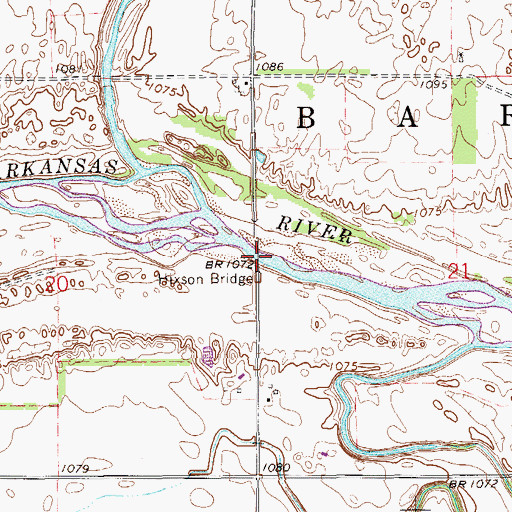 Topographic Map of Hixson Bridge, OK