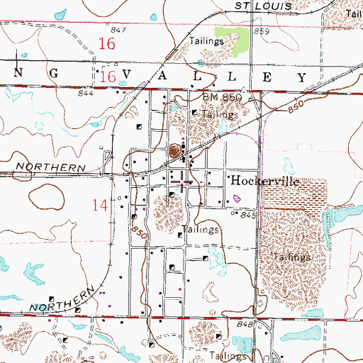 Topographic Map of Hockerville (historical), OK