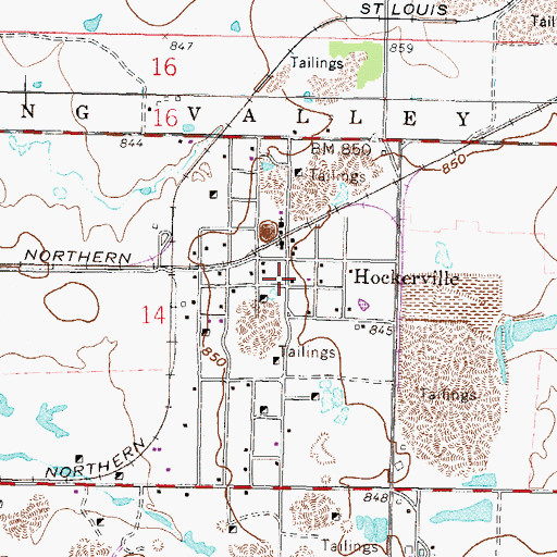Topographic Map of Hockerville (historical), OK