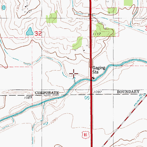 Topographic Map of Hog Creek, OK