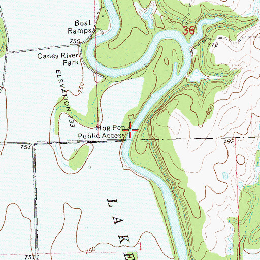 Topographic Map of Hog Pen Public Access, OK