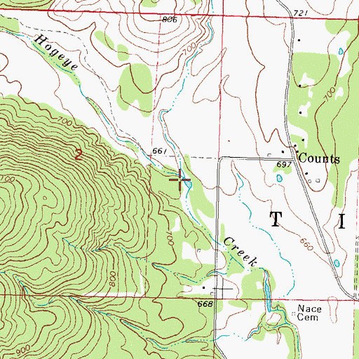 Topographic Map of Hogeye Hollow, OK