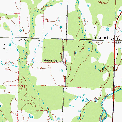 Topographic Map of Hokit Cemetery, OK