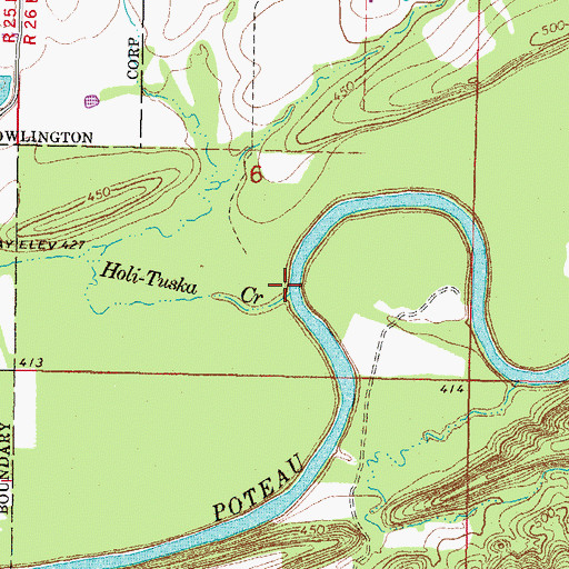 Topographic Map of Holi-Tuska Creek, OK