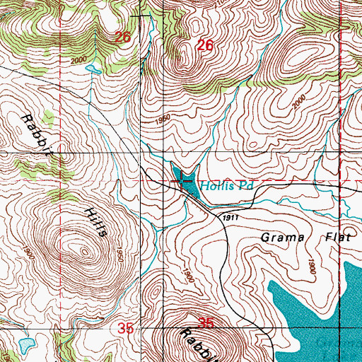 Topographic Map of Hollis Pond, OK