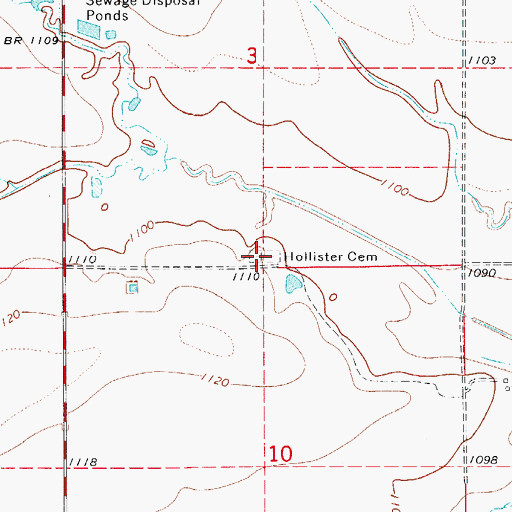 Topographic Map of Hollister Cemetery, OK