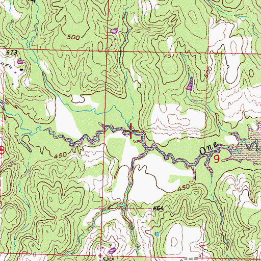 Topographic Map of Holly Branch, OK