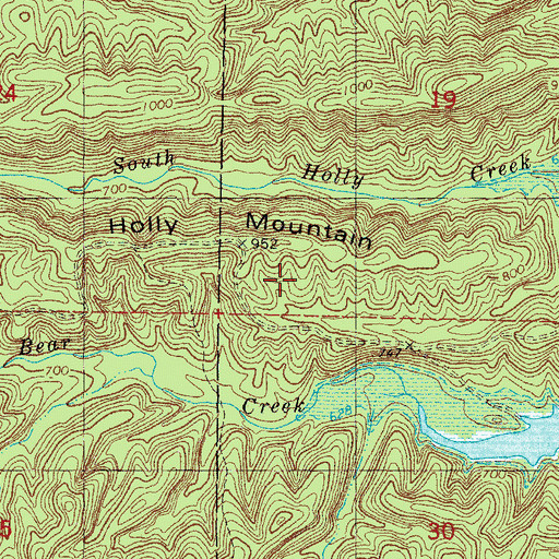 Topographic Map of Holly Mountain, OK