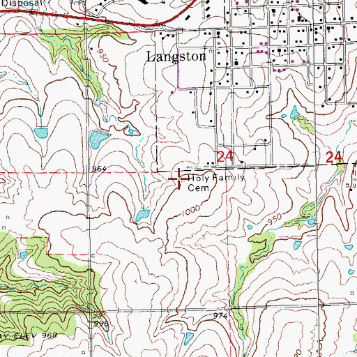 Topographic Map of Holy Family Cemetery, OK