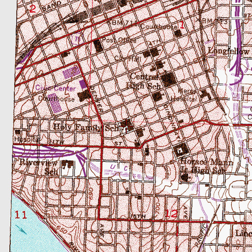 Topographic Map of Holy Family Cathedral School, OK