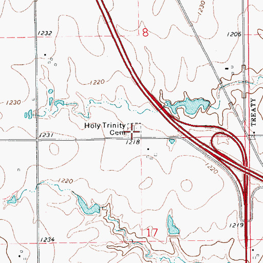 Topographic Map of Holy Trinity Cemetery, OK