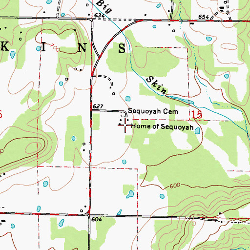 Topographic Map of Home of Sequoyah, OK