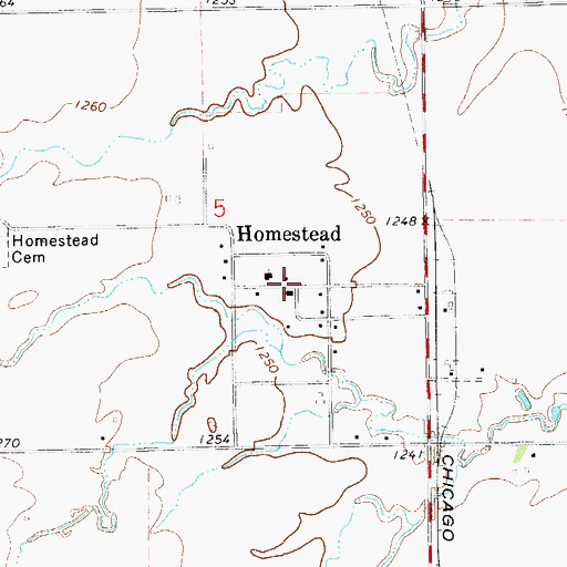 Topographic Map of Homestead, OK