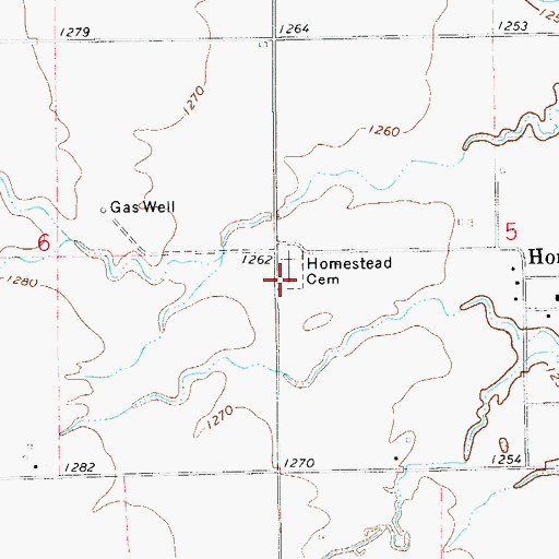 Topographic Map of Homestead Cemetery, OK