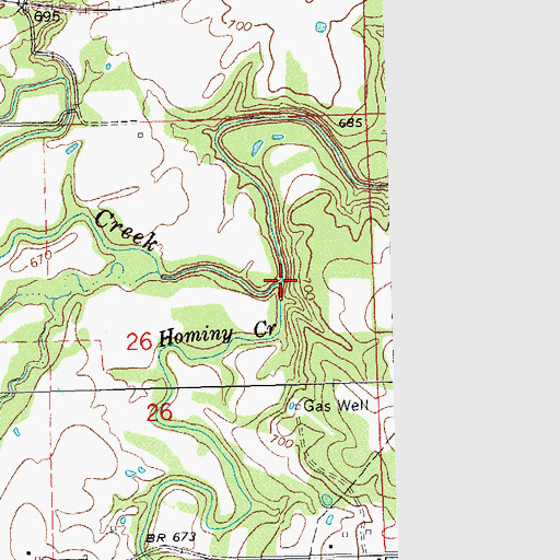 Topographic Map of Hominy Creek, OK
