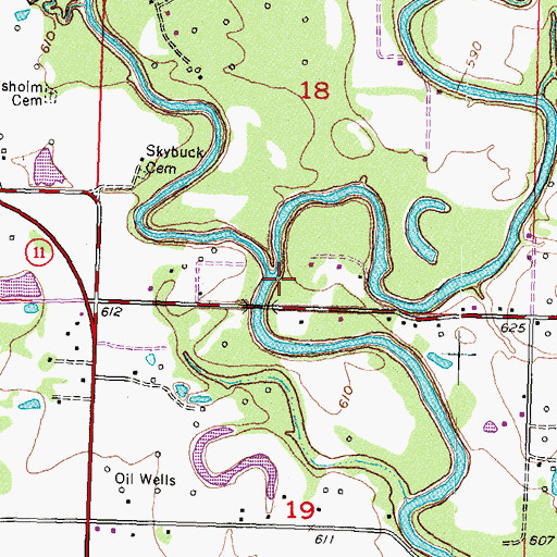 Topographic Map of Hominy Creek, OK