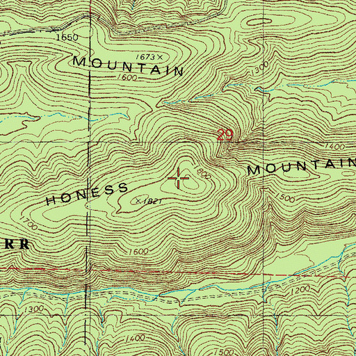 Topographic Map of Honess Mountain, OK