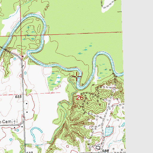 Topographic Map of Honey Creek, OK
