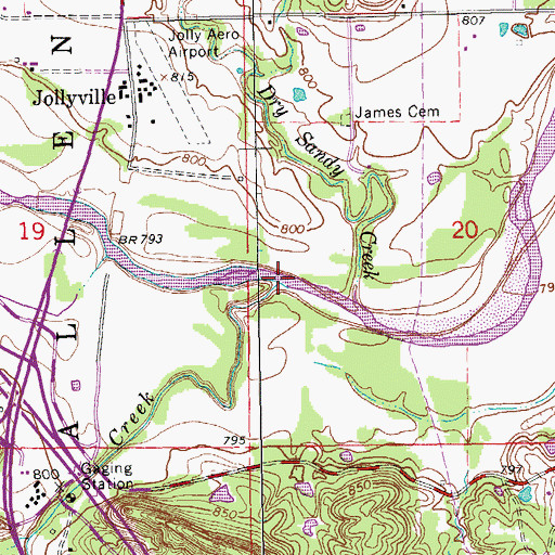 Topographic Map of Honey Creek, OK
