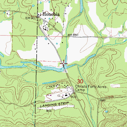 Topographic Map of Honobia Creek, OK