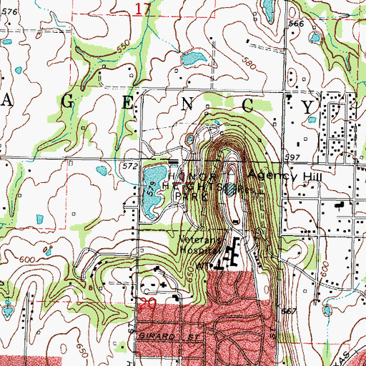 Topographic Map of Honor Heights Park, OK