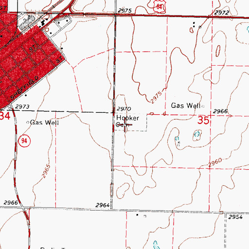 Topographic Map of Hooker Cemetery, OK