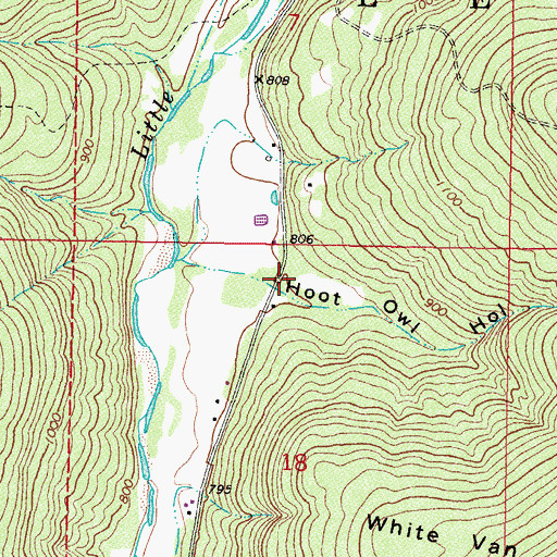 Topographic Map of Hoot Owl Hollow, OK