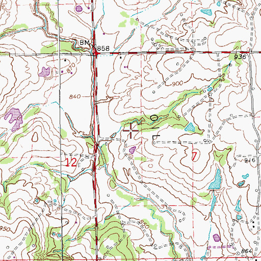 Topographic Map of Hoover Oil Field, OK