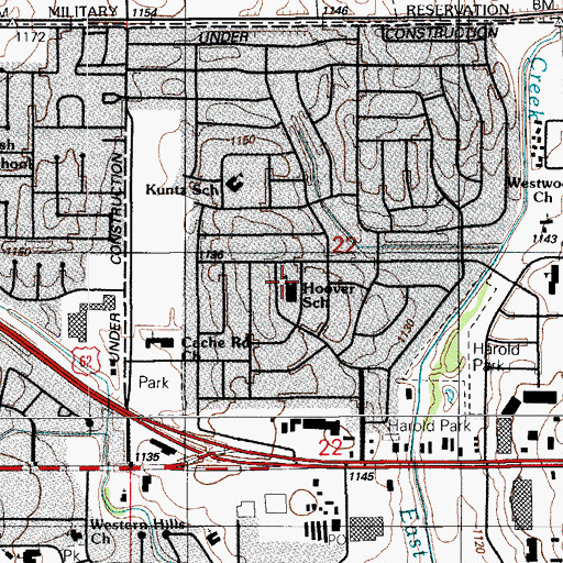 Topographic Map of Ridgecrest Elementary School, OK