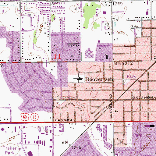 Topographic Map of Hoover Elementary School, OK