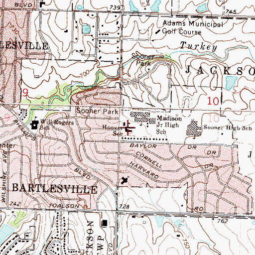 Topographic Map of Hoover Elementary School, OK